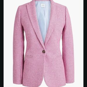 J. Crew Pink Herringbone Wool Blend Holland Blazer